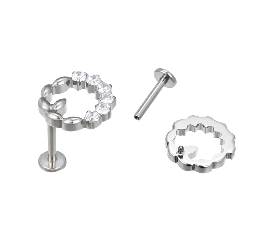 Titanium Zircon Studs Body Piercing Lip Jewelry Rings Helix Cartilage 
