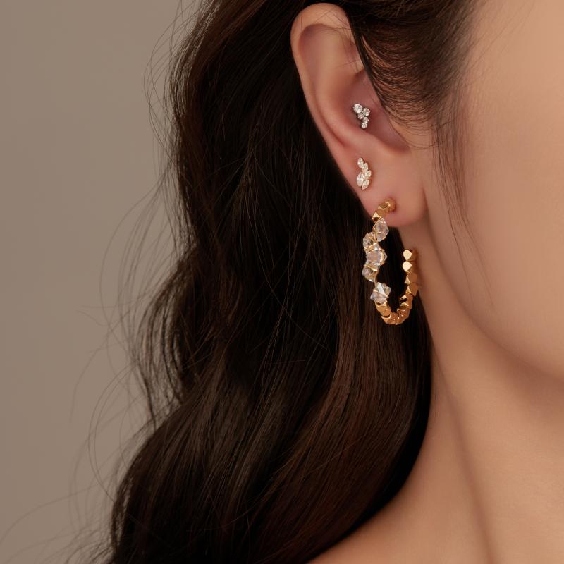 Wholesales Threaded Flat Back Zircon Titanium Lip Piercing