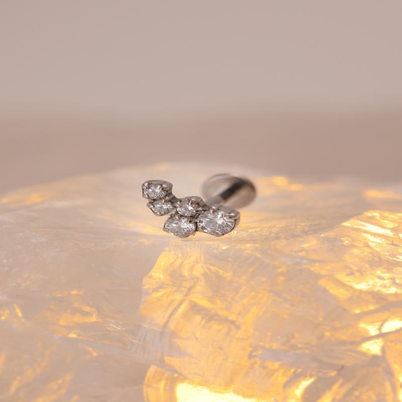 Wholesales Threaded Flat Back Zircon Titanium Lip Piercing