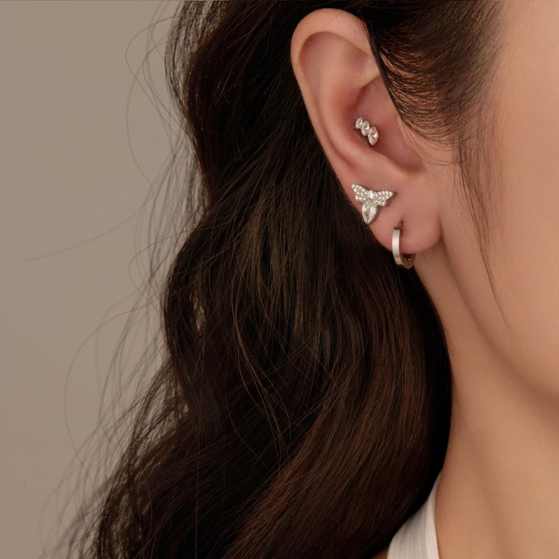 Non-Tarnish Trendy Titanium Dragonfly zircon earrings