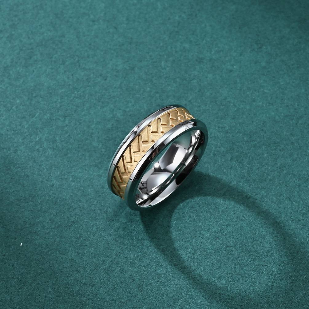 Custom men's new creative tire design gold-plated ring retro ring