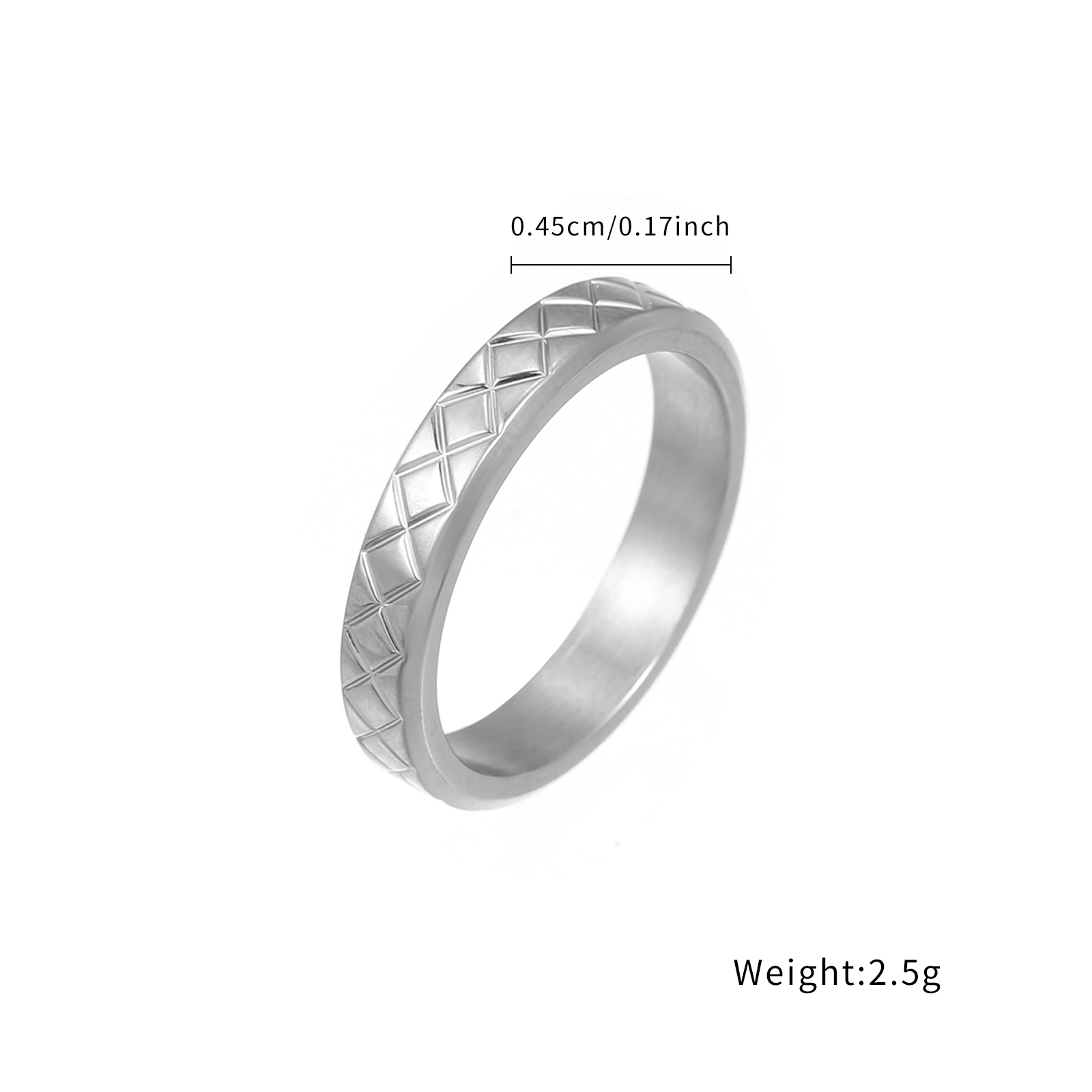 Simple Design Rhombic Pattern Men's Rings Black Plated Matte Titanium Rings For Couple