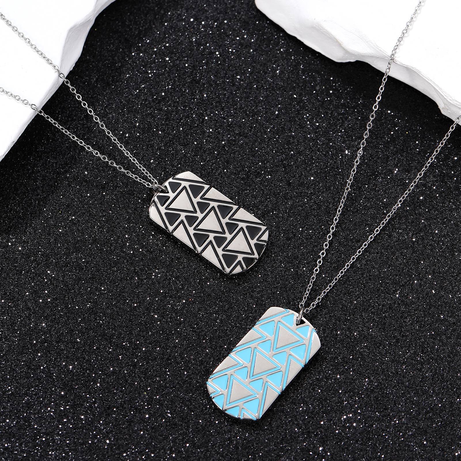 Wholesale Men's Fashion Custom Jewelry Enamel Titanium Pendant Necklace