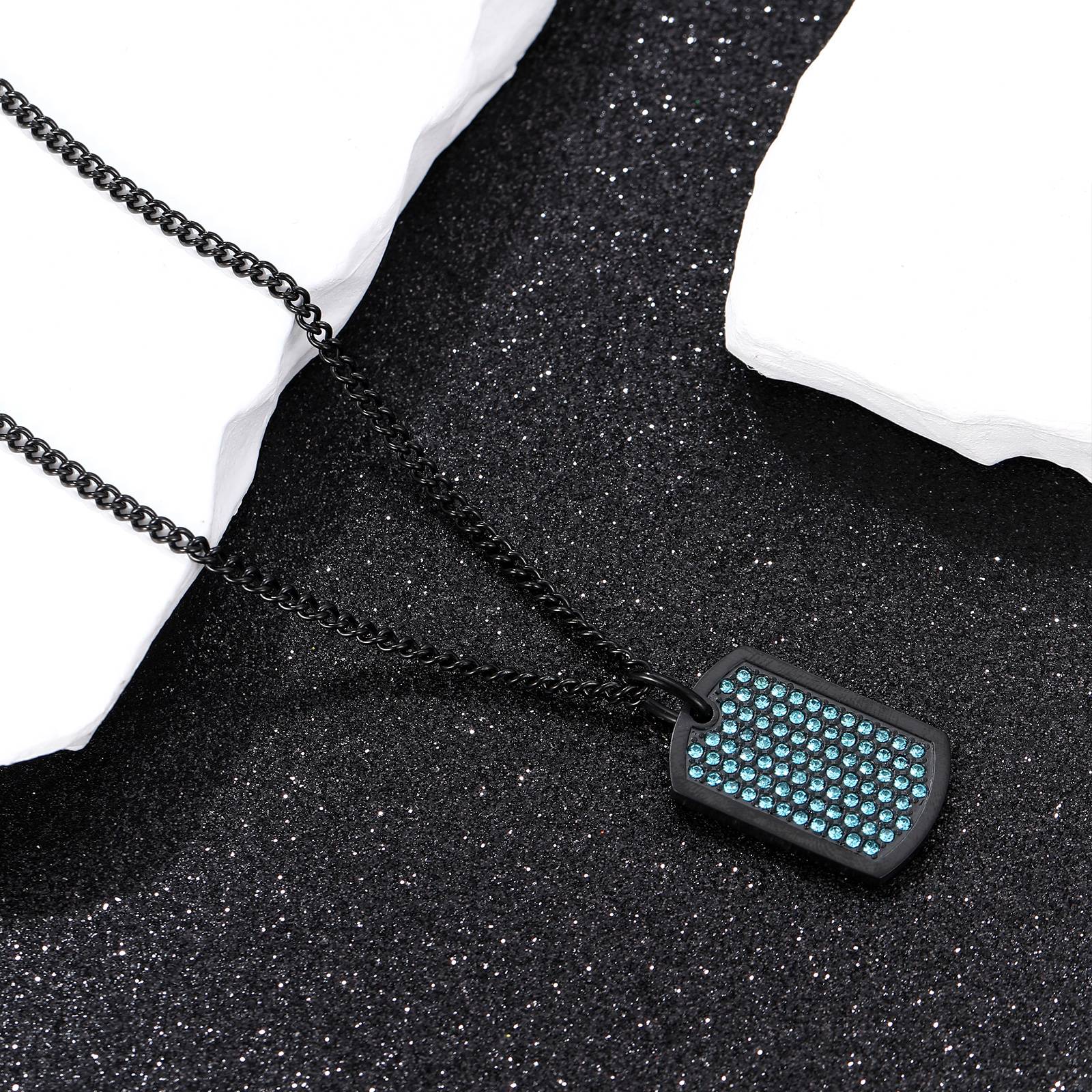 2024 Punk Style Titanium Jewelry For Men Blue Enameling&Colorful Plating Matte Men's Rings&Necklace