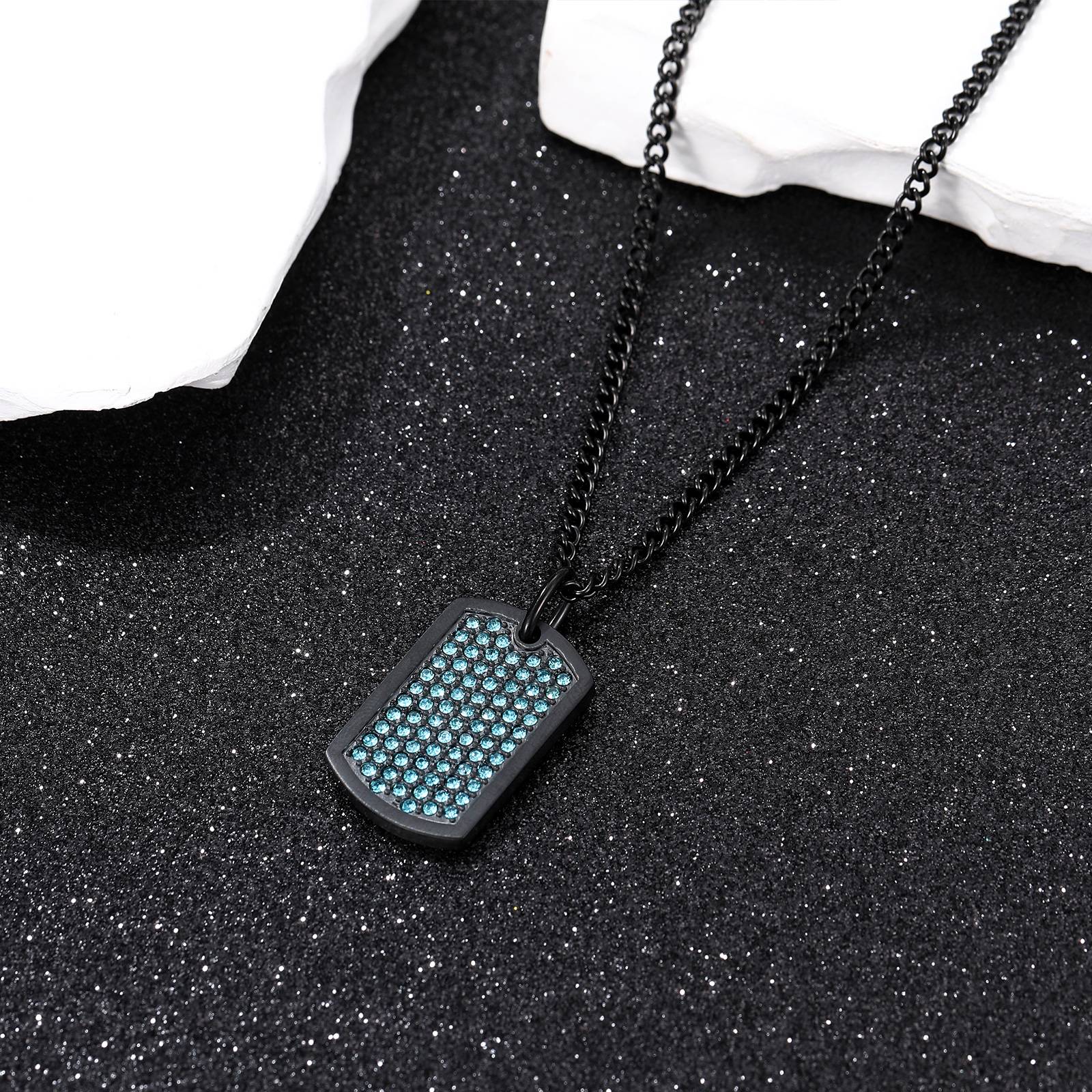 2024 Punk Style Titanium Jewelry For Men Blue Enameling&Colorful Plating Matte Men's Rings&Necklace