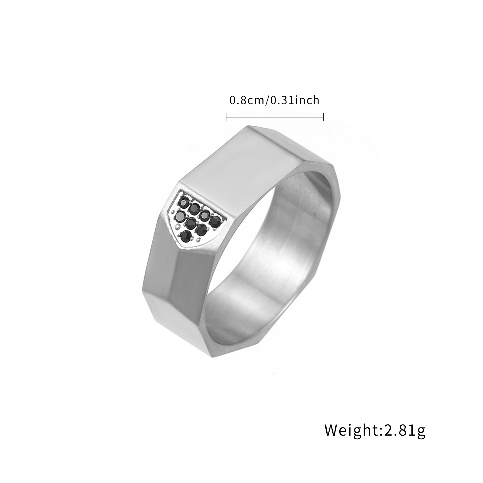 Unique Design Men's Non-Tarnish Square Zircon Stone Titanium Gun Plated Color Rings&Necklaces