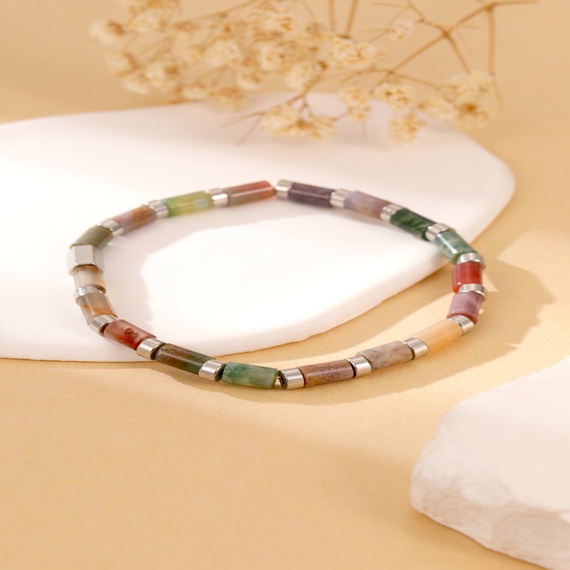 Natural colorful agate dopamine style bracelet